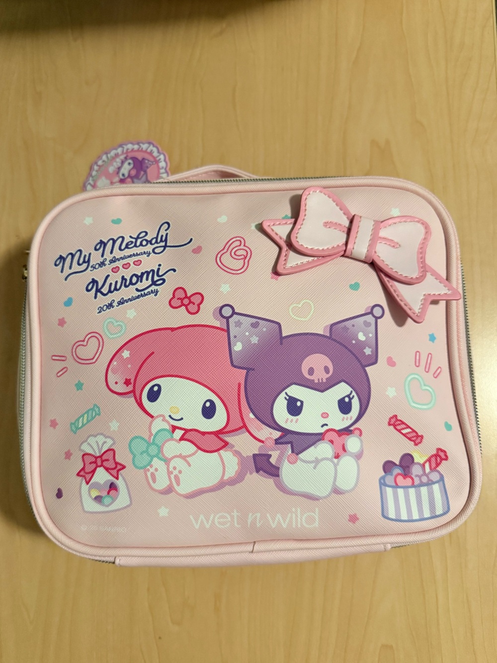 wet n wild Pink My Melody & Kuromi Cosmetics Bag with Bow Accent